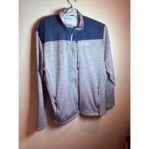 Orvis Men’s XL Full Zip Fleece Jacket Gray Navy Zip Pockets Outdoor Performance